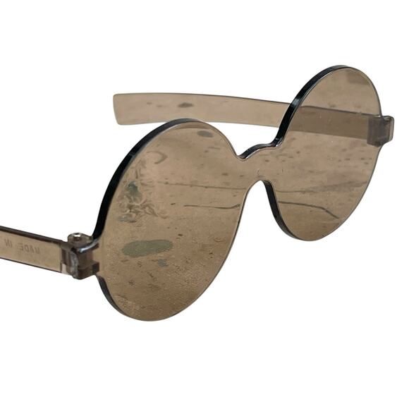Vintage 1960’s Smokey Grey Round Lens Plastic Sunglasses Made In Italy
